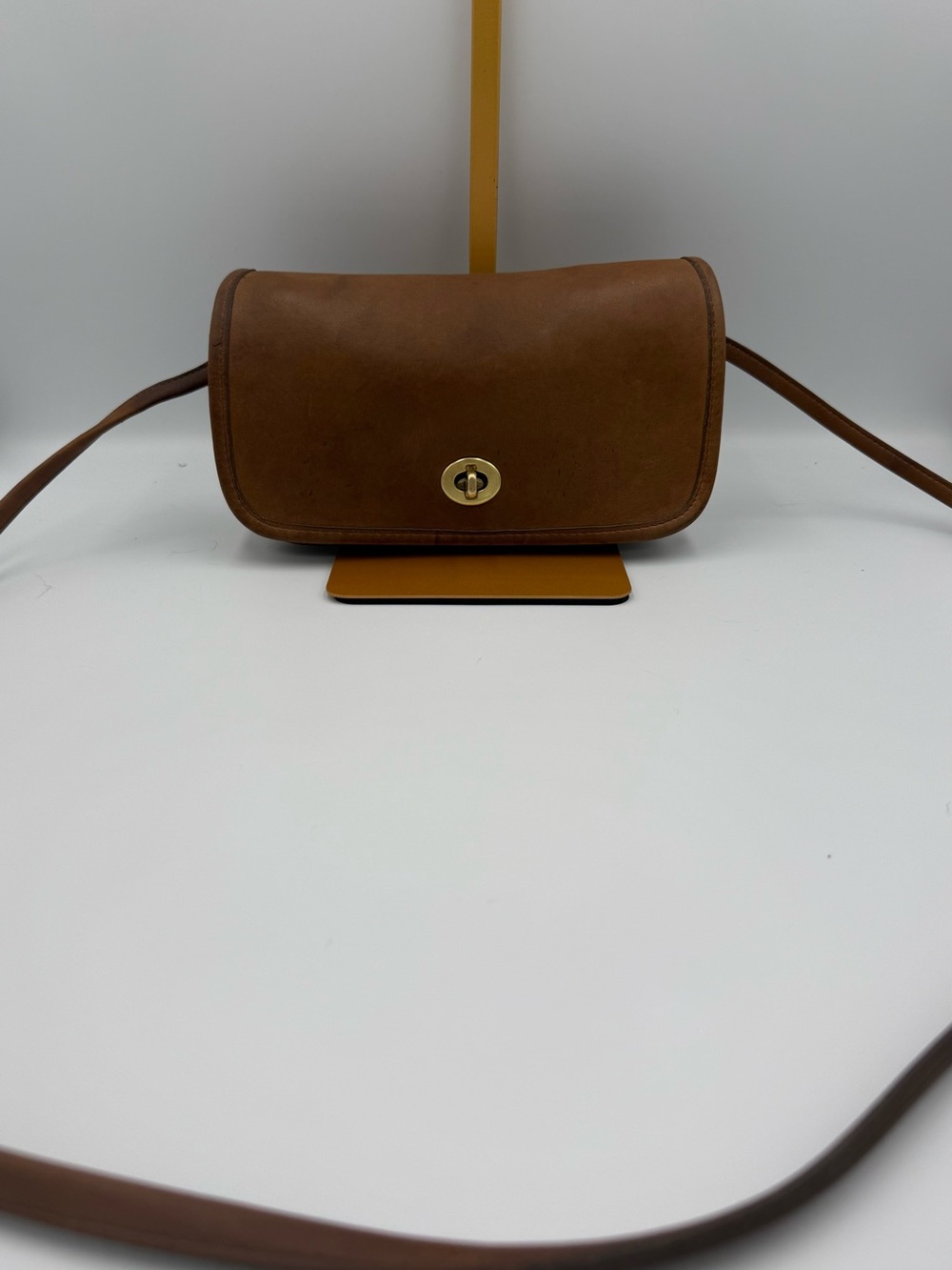Coach Brown Leather Crossbody with Gold Turnlock